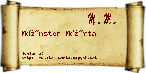 Münster Márta névjegykártya